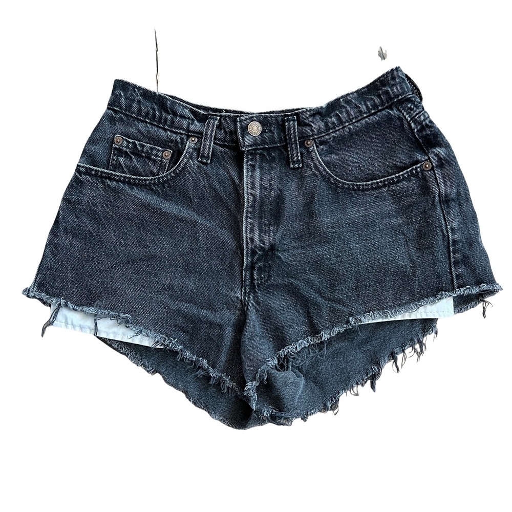 Vintage Levi’s 90s Washed Black Denim High Rise Cut Off Jean Shorts